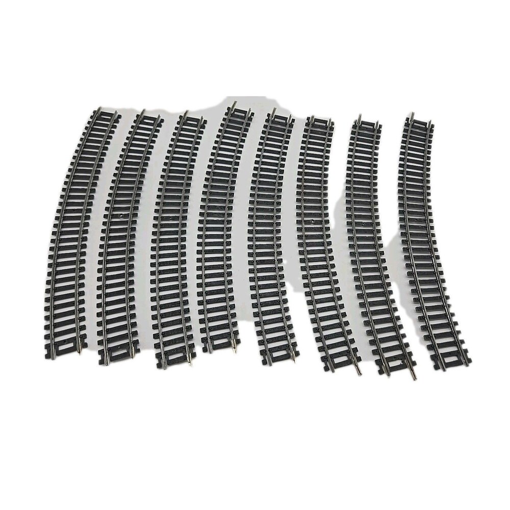 Vintage TYCO Trains HO Scale Model Train Track Lot 8 15946 18" Curved Tracks 8pc